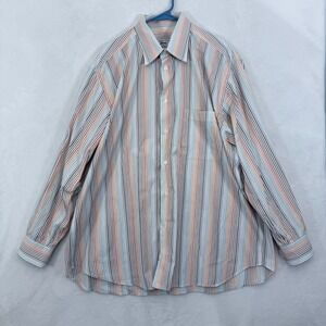 Brioni Shirt Mens XL Multicolor Stripe Pocket Business Casual Button Up